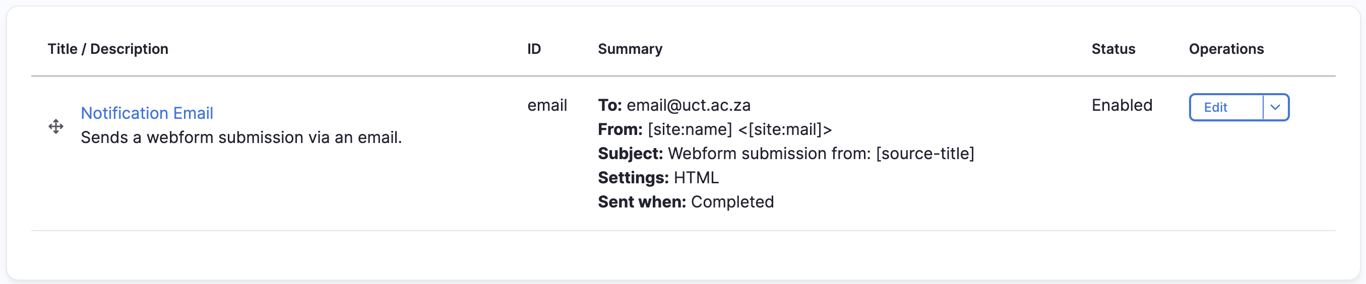 Email handlers listed