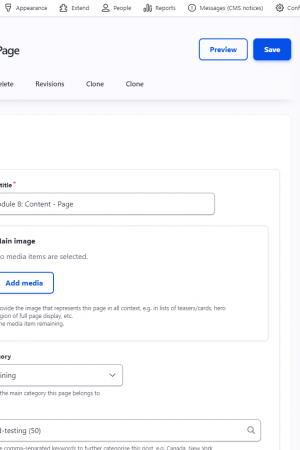 Screenshot of the CMS dashboard